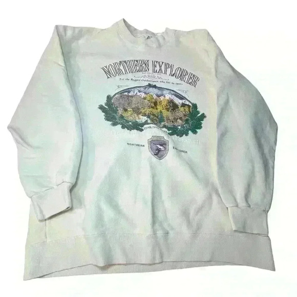 Vintage Northern Explorer Wilderness Sweatshirt Large Crew Neck Bear Outdoorsman - Picture 1 of 6